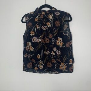 Derek Lam 10 Crosby jacquard floral silk mock neck sleeveless top